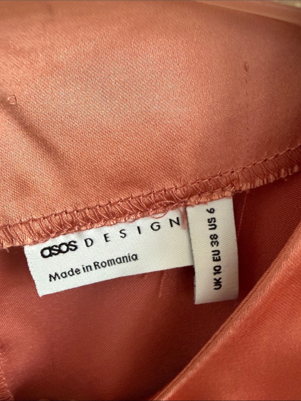 Asos Design Satin Short-Sleeve Blouse - Rose Gold Size 6 - Picture 6 of 8